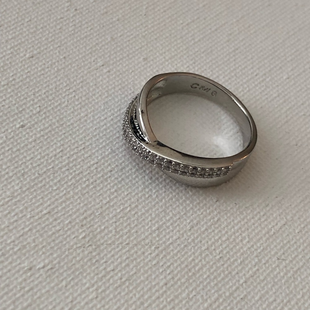 CZ Pave Twist Style Silver Ring